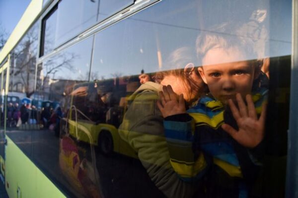 Refugees flee the Russian invasion of Ukraine, in Lviv